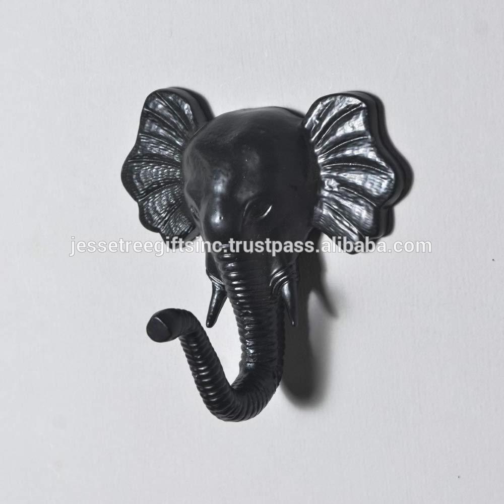 Aluminum Robe Hook With Black Powder Coating Finishing Elephant Shape Embossed Design Excellent Quality For Organization