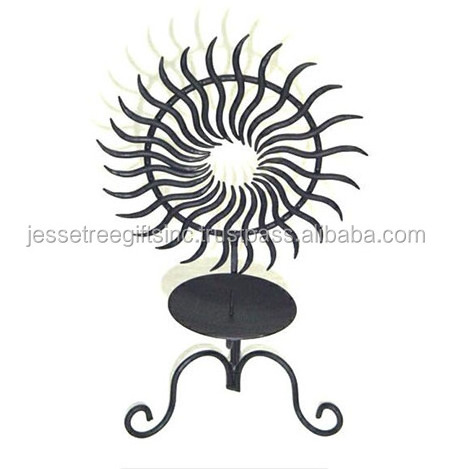 Metal Wire Tripod Candle Stand Sunflower Design With Black Powder Coating Finishing Round Top Good Quality For Home Decoration