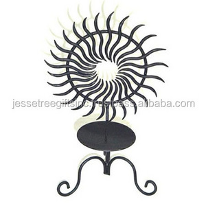 Metal Wire Tripod Candle Stand Sunflower Design With Black Powder Coating Finishing Round Top Good Quality For Home Decoration