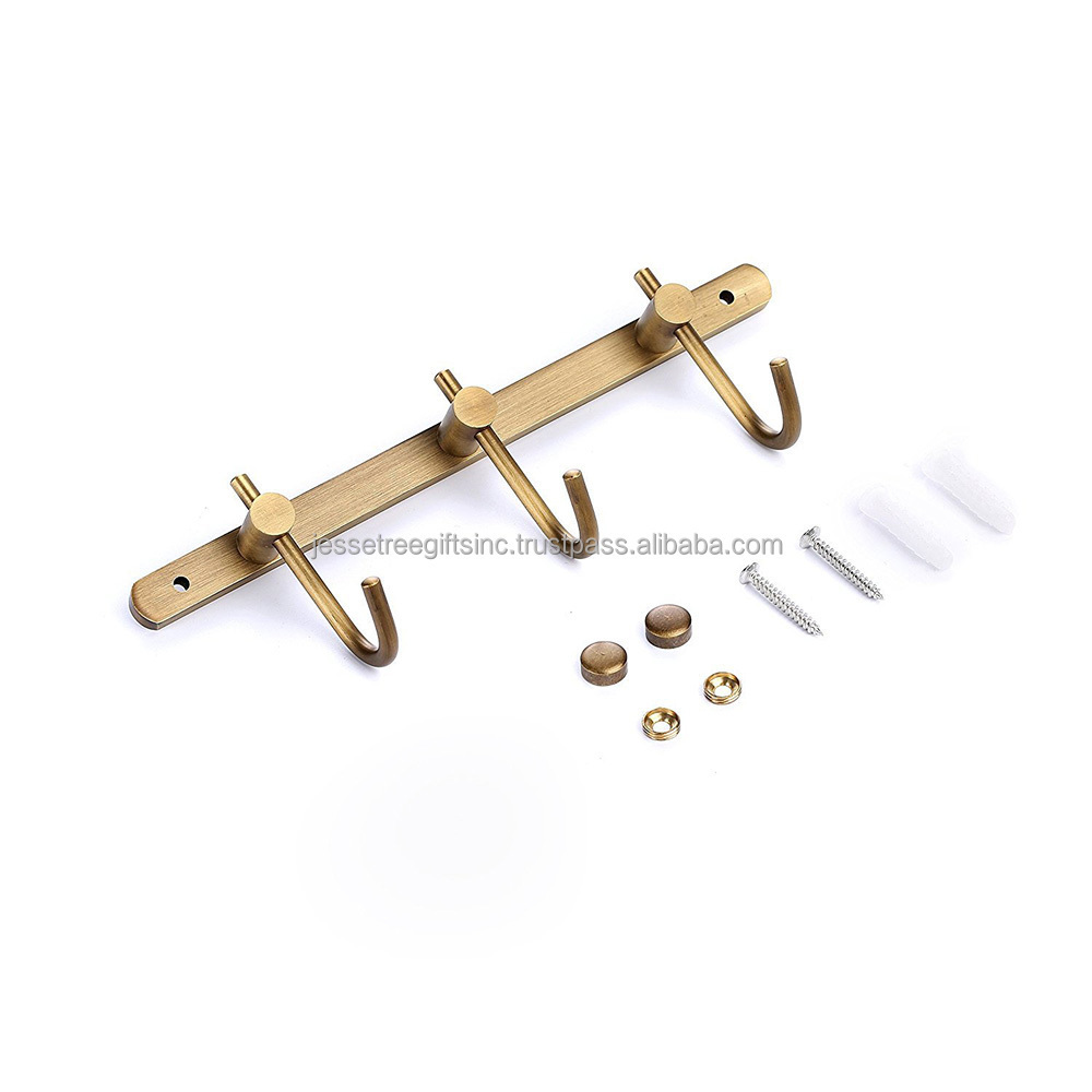 Metal Wall Mounted Decorative Hook Rail With Gold Plating Finishing Simple Design Premium Quality For Home Decoration