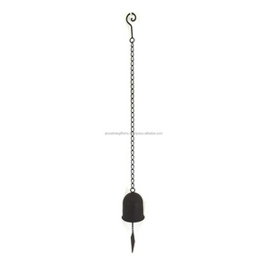 Handmade Cast Iron Hanging Door Bell With Black Powder Coating Finishing With Long Chain For Home Decoration Wholesale Price