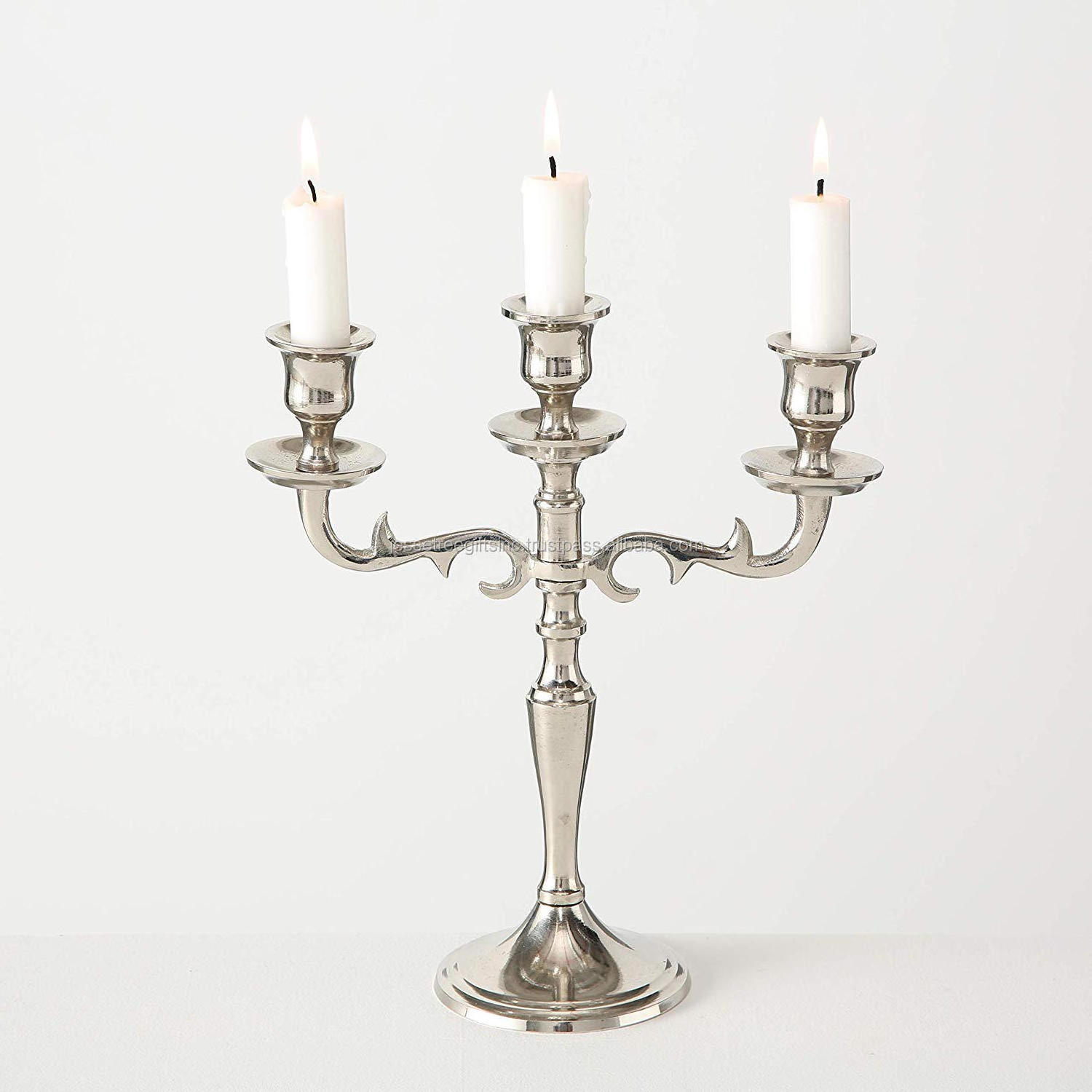 Aluminium Candelabra Handcrafted With Nickel Plating Finishing Round Base Modern Design High Quality For Home Decoration