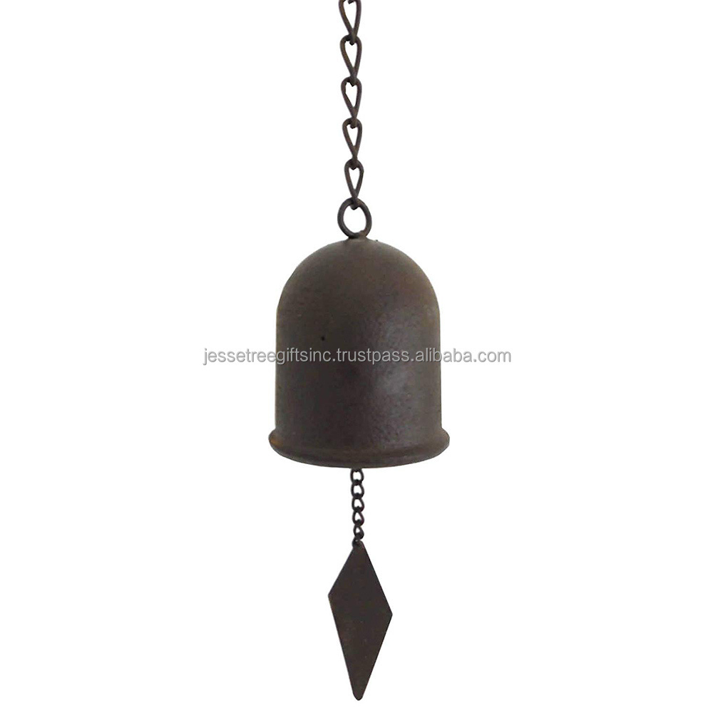 Handmade Cast Iron Hanging Door Bell With Black Powder Coating Finishing With Long Chain For Home Decoration Wholesale Price