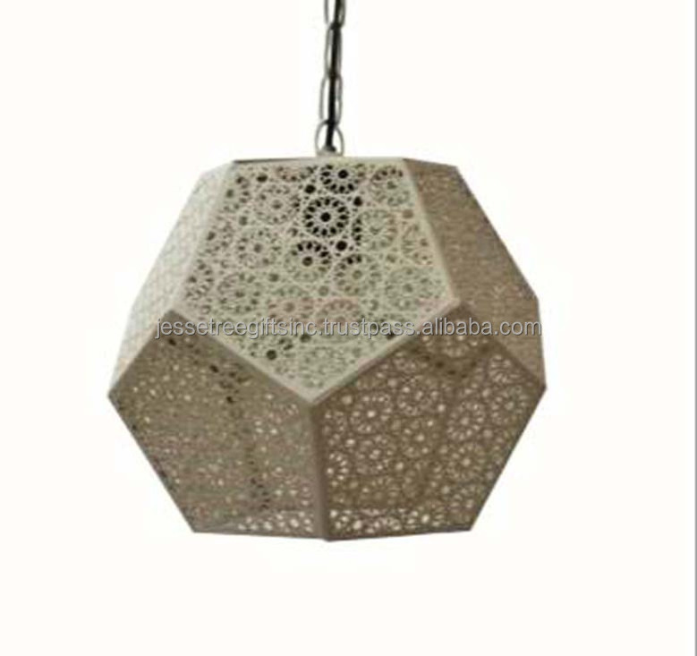 New Style Metal & Glass Moroccan Geometrical Shape Pendant Light With Gold Powder Coating Finishing Floral Design For Lighting