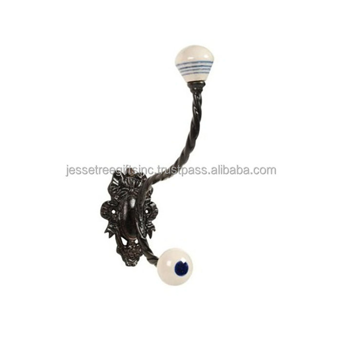 Modern Style Cast Iron Wall Mounted Hook With Black Powder Coating Finishing Key Embossed Design For Home Decoration