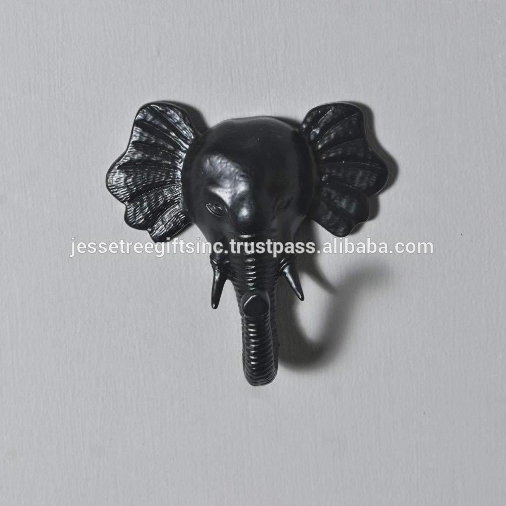 Aluminum Robe Hook With Black Powder Coating Finishing Elephant Shape Embossed Design Excellent Quality For Organization