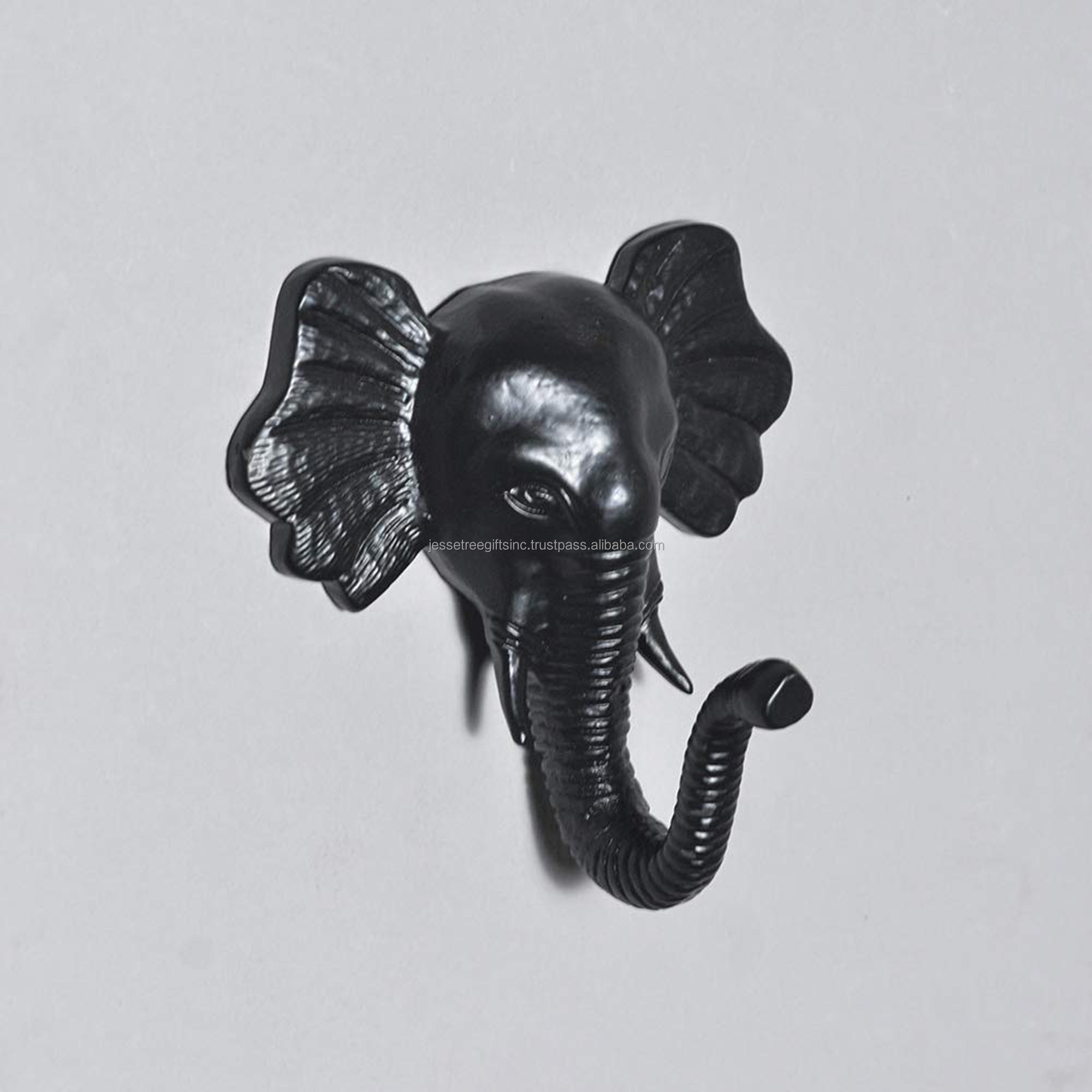 Aluminum Robe Hook With Black Powder Coating Finishing Elephant Shape Embossed Design Excellent Quality For Organization