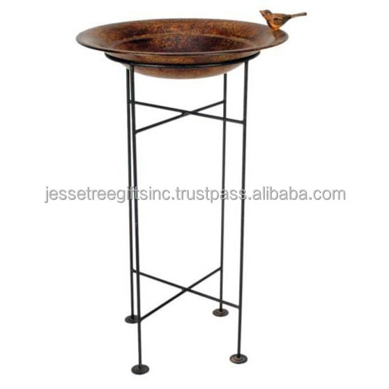 Metal Bird Bath Tripod Pedestal Table With Black Powder Coating Finishing Wire Design Legs Round Shape High Quality For Cleaning