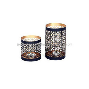 Metal Tabletop Votive Candle Holder With Black Powder Coating Finishing Round Shape Small Circle Design For Home Decoration