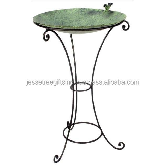 Metal Bird Bath Tripod Pedestal Table With Black Powder Coating Finishing Wire Design Legs Round Shape High Quality For Cleaning