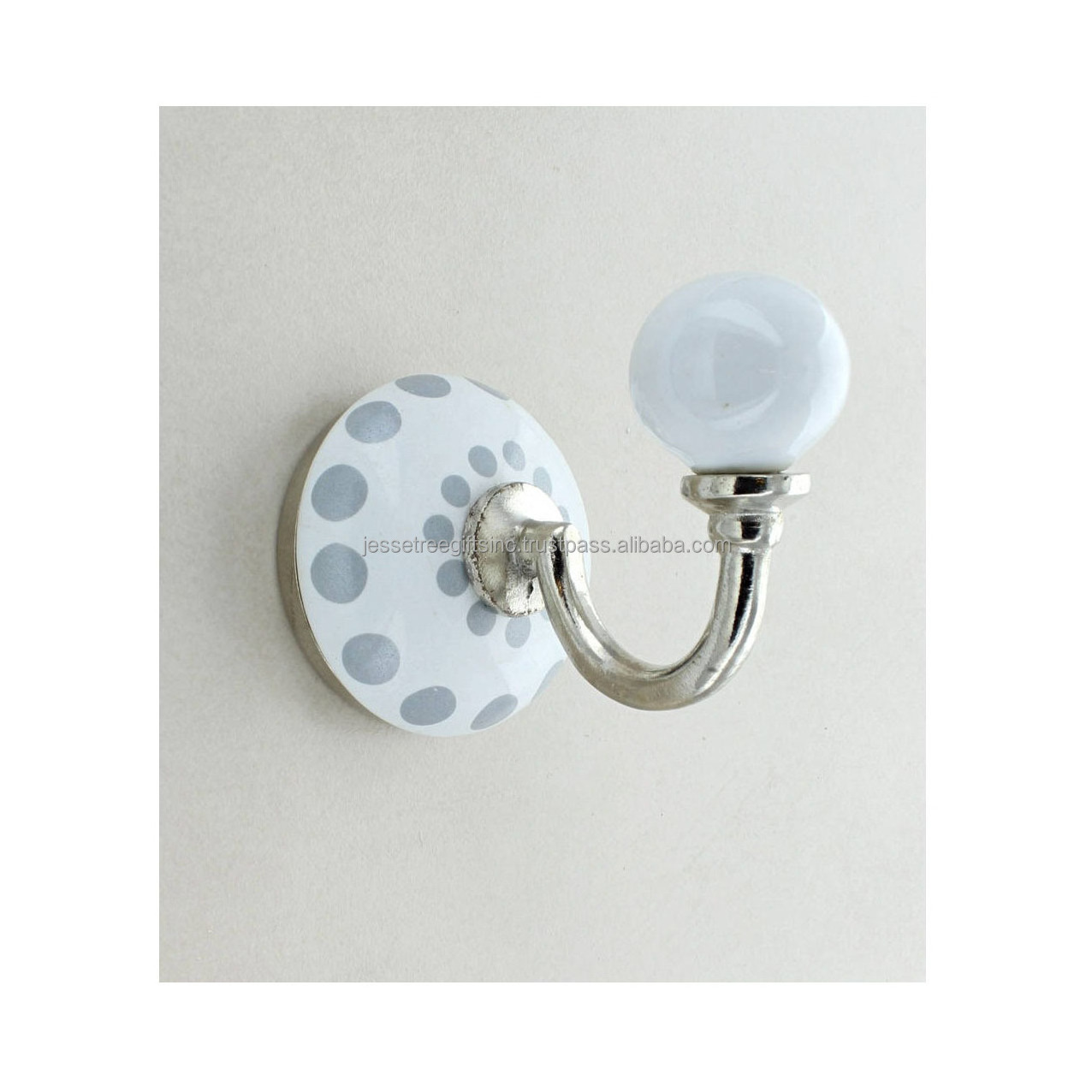 Handmade Metal Wall Mounted Hook With White & Black Finishing Round Base Unique Design Excellent Quality For Home Decoration