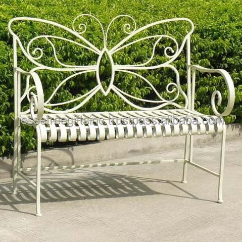 Modern Style Butterfly Shape Metal Garden Bench With White Powder Coated Finishing Wire Design High Quality For Sitting