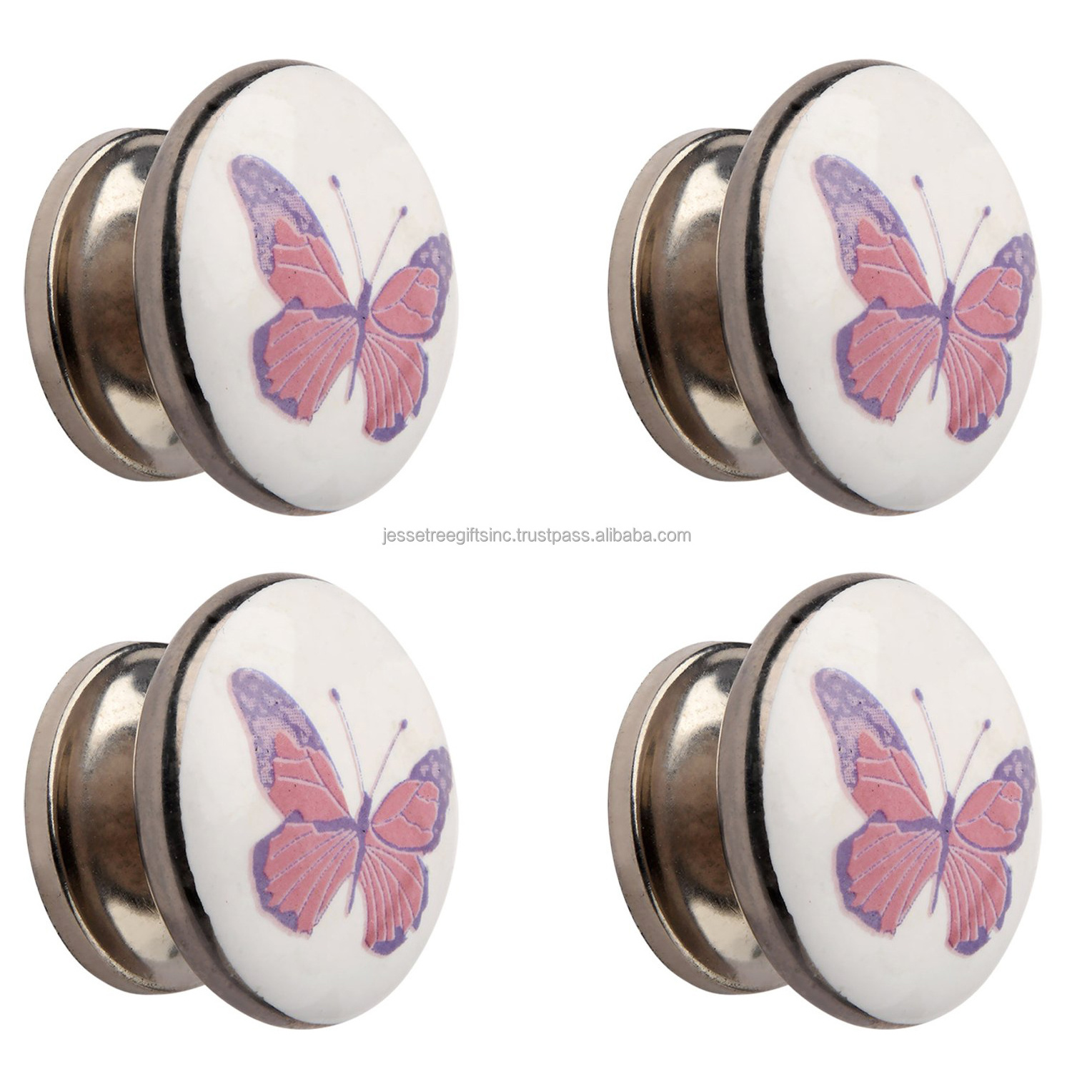 Metal Cabinet Pull Drawer Knobs With Decaling Finishing Round Shape Butterfly Design Excellent Quality For Drawer & Wardrobe