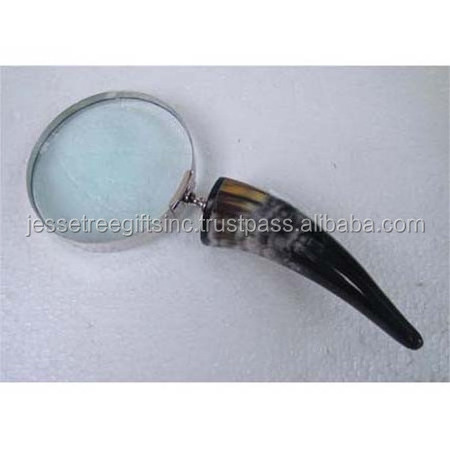 Magnifying Glass With Metal Frame Nickel Plating Finishing Round Shape Excellent Quality With Horn Handle For Magnifier