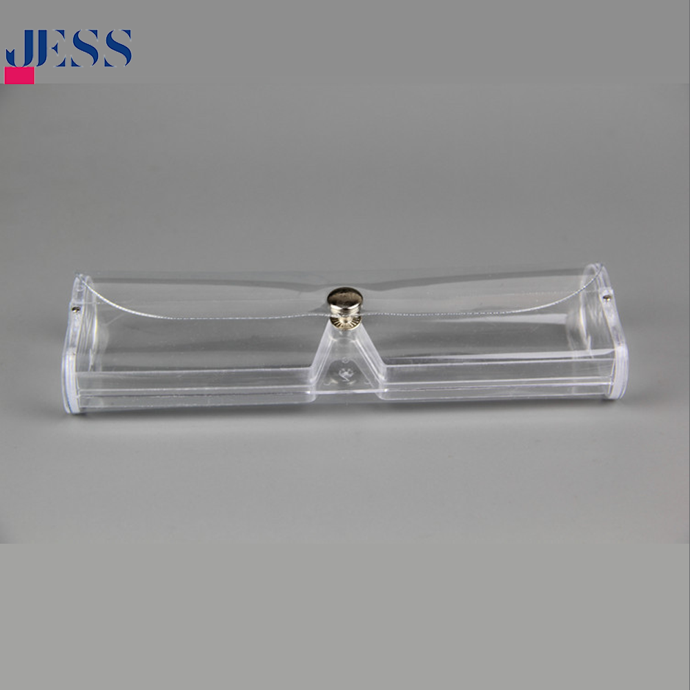 Promotional cheap plastic eyeglasses box  PVC  White transparent  Soft button glasses case Reading mirror case for parents