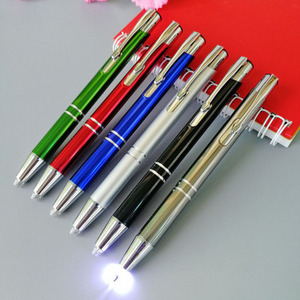 2020 new design 2 in 1 multi-function classical click led pen cheap aluminum barrel pen power light writing in the dark pen