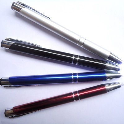 2020 new design 2 in 1 multi-function classical click led pen cheap aluminum barrel pen power light writing in the dark pen