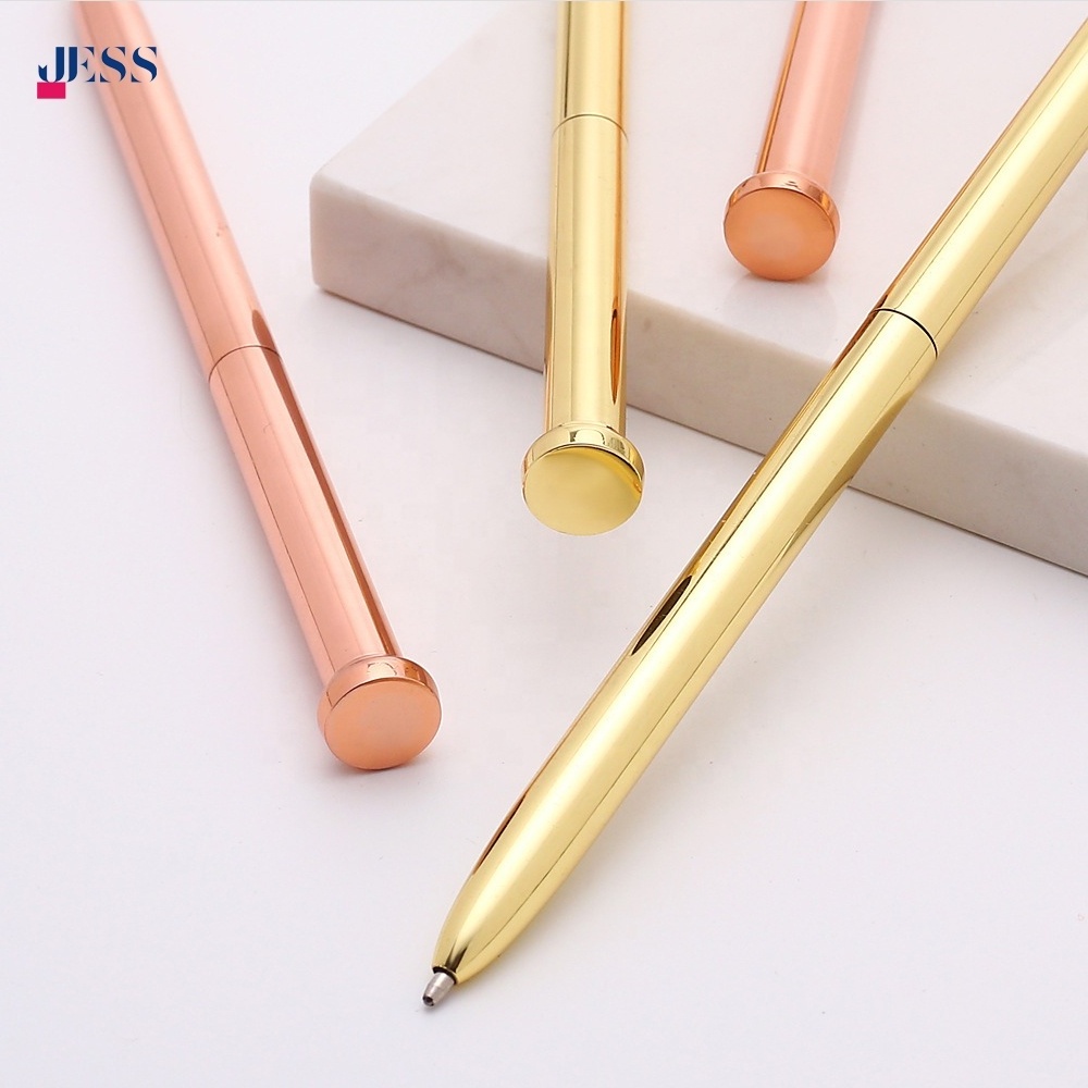 10cm Long Metal Pen Nail Shape Gold Rose Gold Slim Pen Short Min Twist Pen without Clip