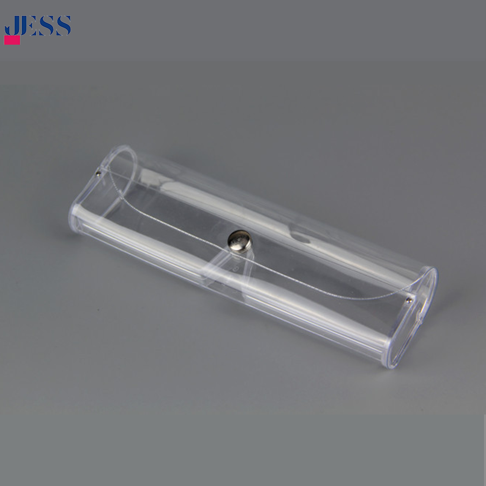 Promotional cheap plastic eyeglasses box  PVC  White transparent  Soft button glasses case Reading mirror case for parents