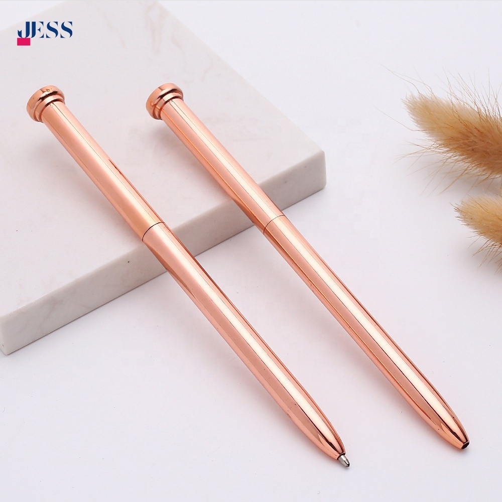 10cm Long Metal Pen Nail Shape Gold Rose Gold Slim Pen Short Min Twist Pen without Clip