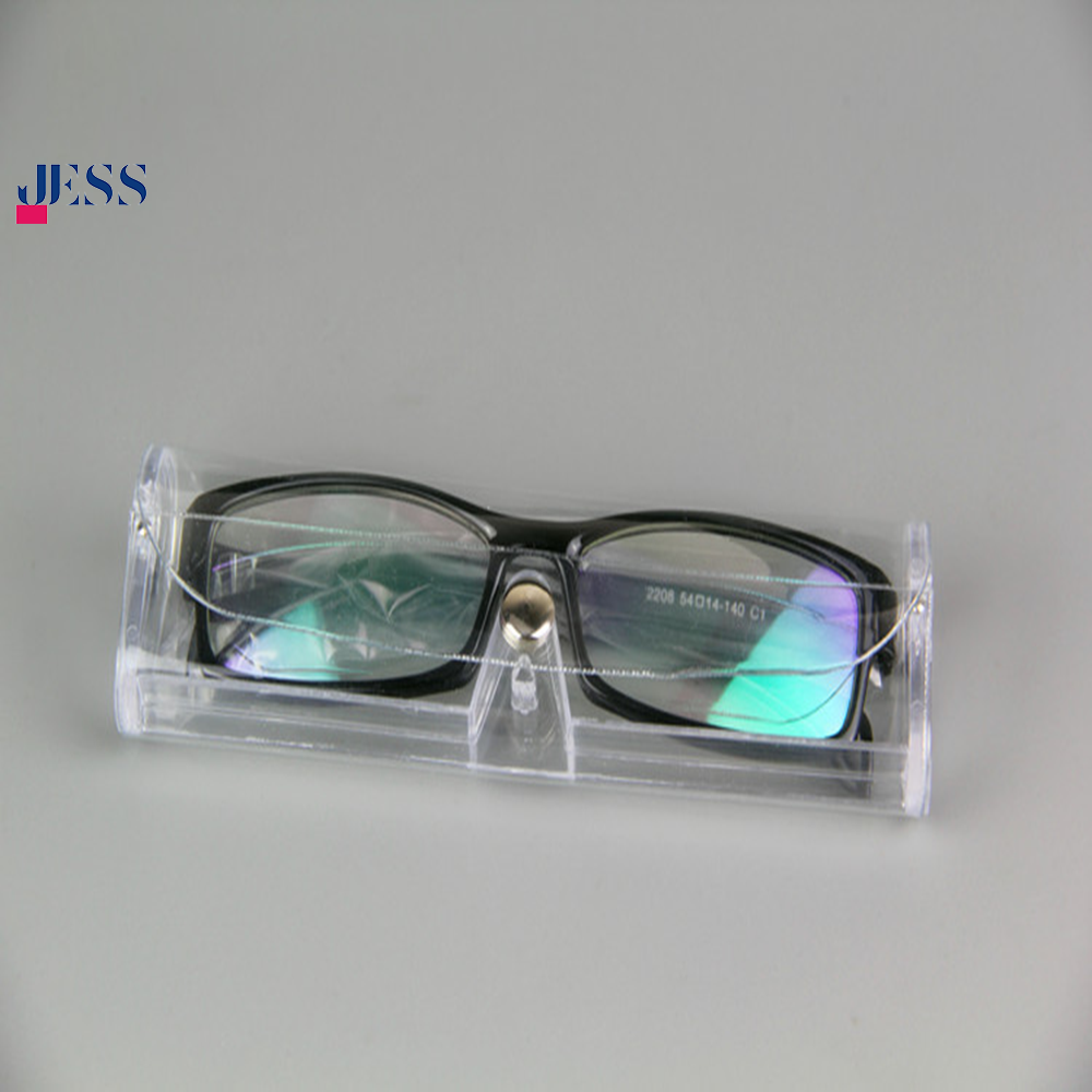 Promotional cheap plastic eyeglasses box  PVC  White transparent  Soft button glasses case Reading mirror case for parents