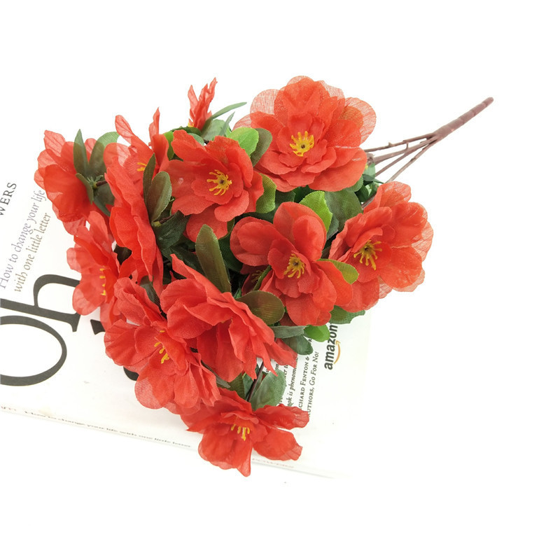 Factory Price 6 Branch 30 Heads Decorative Silk Azalea Artificial Flowers