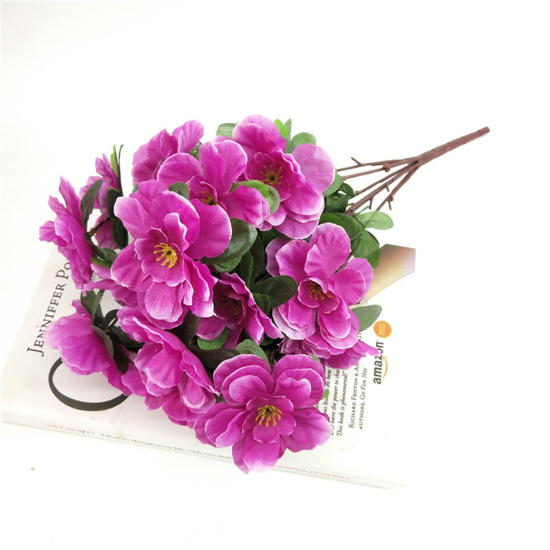 Factory Price 6 Branch 30 Heads Decorative Silk Azalea Artificial Flowers