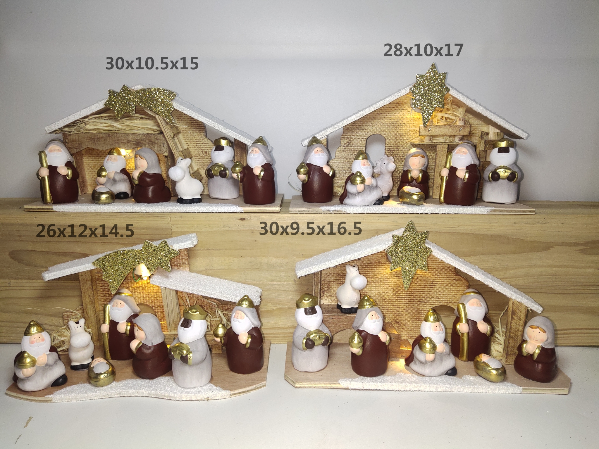 Factory customized Catholic Religious Gifts Desktop Decor Sculptures Holy Family Christmas Figurines with Led Lights