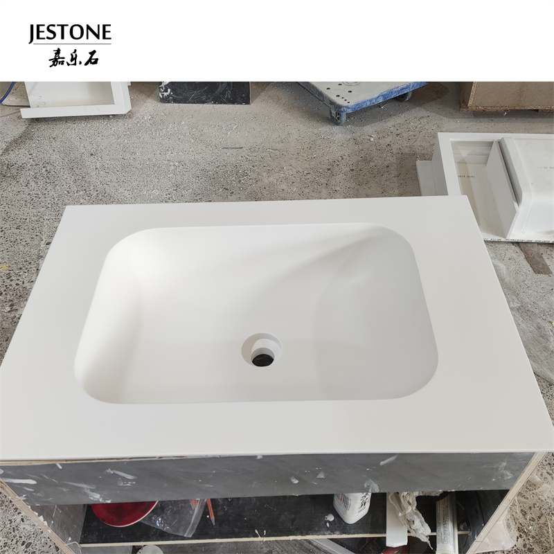 2023 Jestone Factory Price Luxury Dupont Corians Acrylic Solid Surface Acrylic Bathroom Sink For Hotel And Apartment