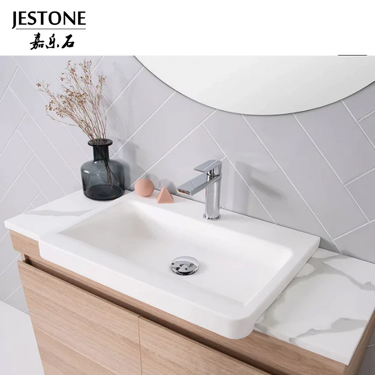 Dupont Corians Custom Made White Solid Surface Modern Bathroom Vessel Marble Sink Round