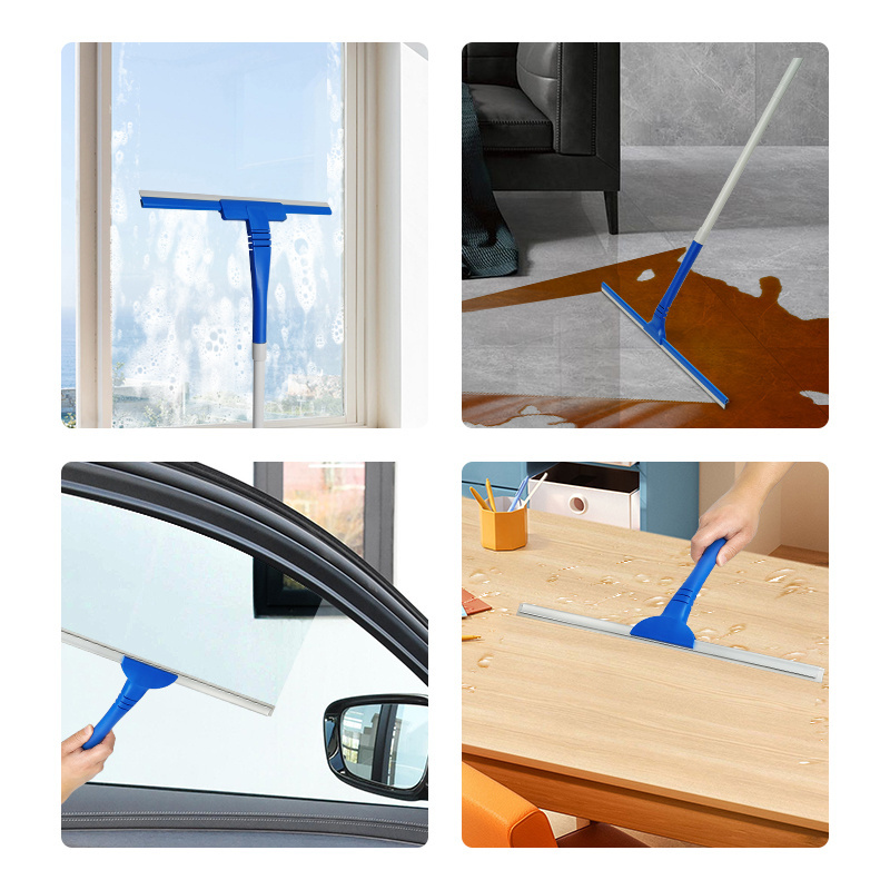 Jesun Wide Glass Cleaner Bathroom Screens Rubber Window Squeegee Broom Window Glass Squeegee with Extendable Long Handle