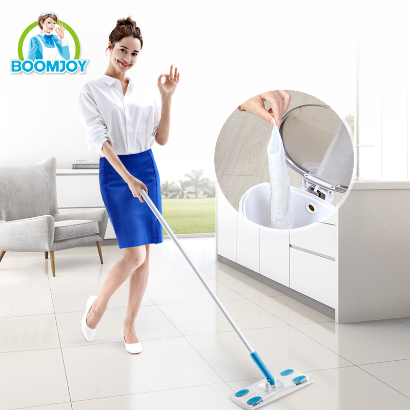 BOOMJOY Trendy Product N2 TV Shopping Floor Cleaning Products Factory Price Non Woven Mop with Disposable Wipes Flat Mop