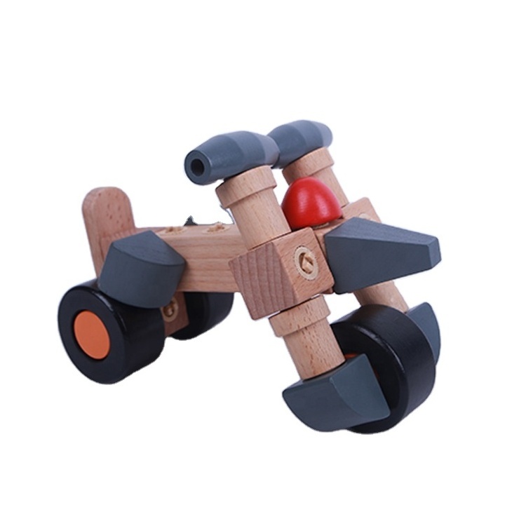 Environmentally Friendly Wooden Children'S Puzzle Toys Bicycle Models Wooden Block Toys