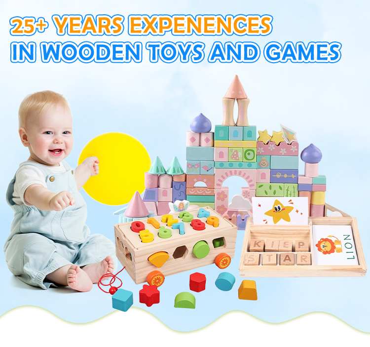 Wholesale New Product Solid wood Building Blocks Natural Wooden Blocks Toy BestSuppliers