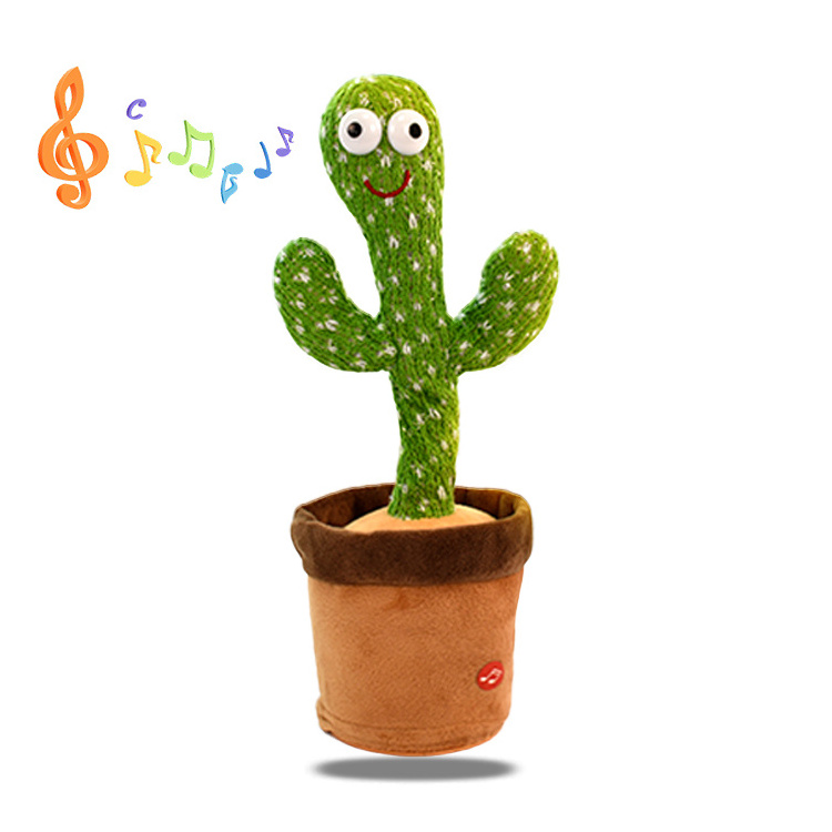 Cute Electronic Shake Christmas Singing 120 Songs Recording Cactus Bailarin Plush Talking Dancing Cactus Toy