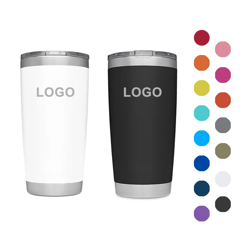 Stainless steel tumbler black thermal mug reusable coffee cup powder coated double 20 oz tumbler metal cups engraved