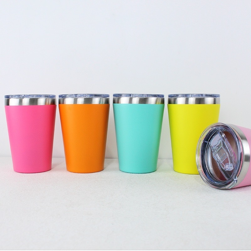 8oz 12oz custom logo stainless steel insulated car cups portable double wall vacuum travel metal coffee tumbler mugs with lid