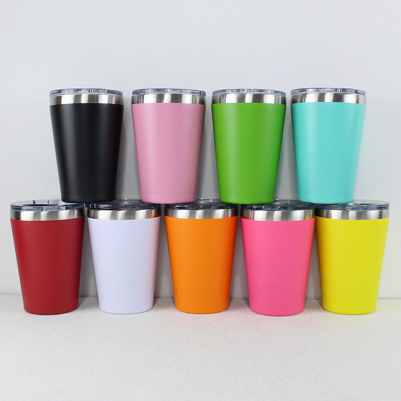 8oz 12oz custom logo stainless steel insulated car cups portable double wall vacuum travel metal coffee tumbler mugs with lid