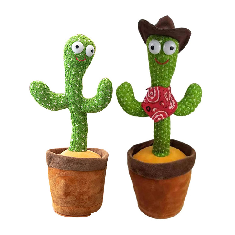 Cute Electronic Shake Christmas Singing 120 Songs Recording Cactus Bailarin Plush Talking Dancing Cactus Toy