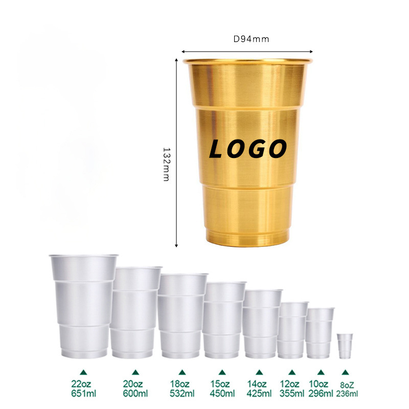 Metal beer cup outdoor camping reusable coated aluminum cup keep cold drink outdoor party reusable aluminum cold drink chill cup