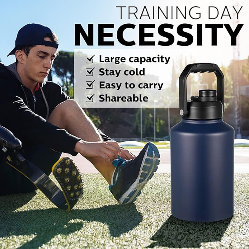 Outdoor Large Capacity 1 Gallon Water Jug Pitcher Sport Gym Flask 128oz Metal School Stainless Steel Water Bottle with Handle