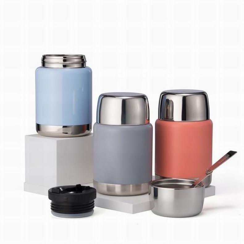 Portable 500ml 750ml thermal thermos flask pot Insulated 304 stainless steel food storage jar container lunch box with spoon