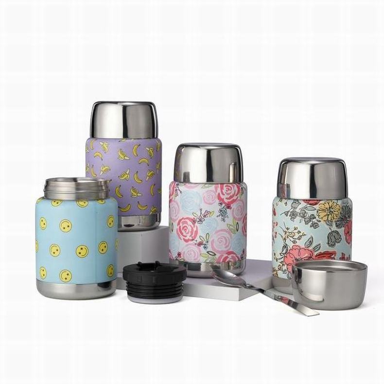 Portable 500ml 750ml thermal thermos flask pot Insulated 304 stainless steel food storage jar container lunch box with spoon