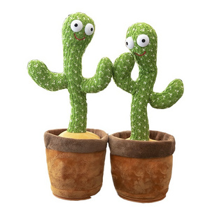 Cute Electronic Shake Christmas Usb Singing 120 Songs Recording Cactus Bailarin Plush Talking Dancing Cactus Toy