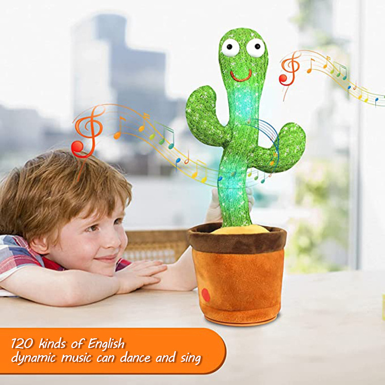 Cute Electronic Shake Christmas Singing 120 Songs Recording Cactus Bailarin Plush Talking Dancing Cactus Toy