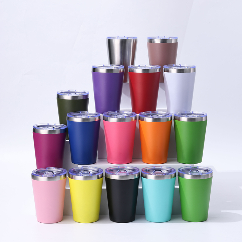 8oz 12oz custom logo stainless steel insulated car cups portable double wall vacuum travel metal coffee tumbler mugs with lid