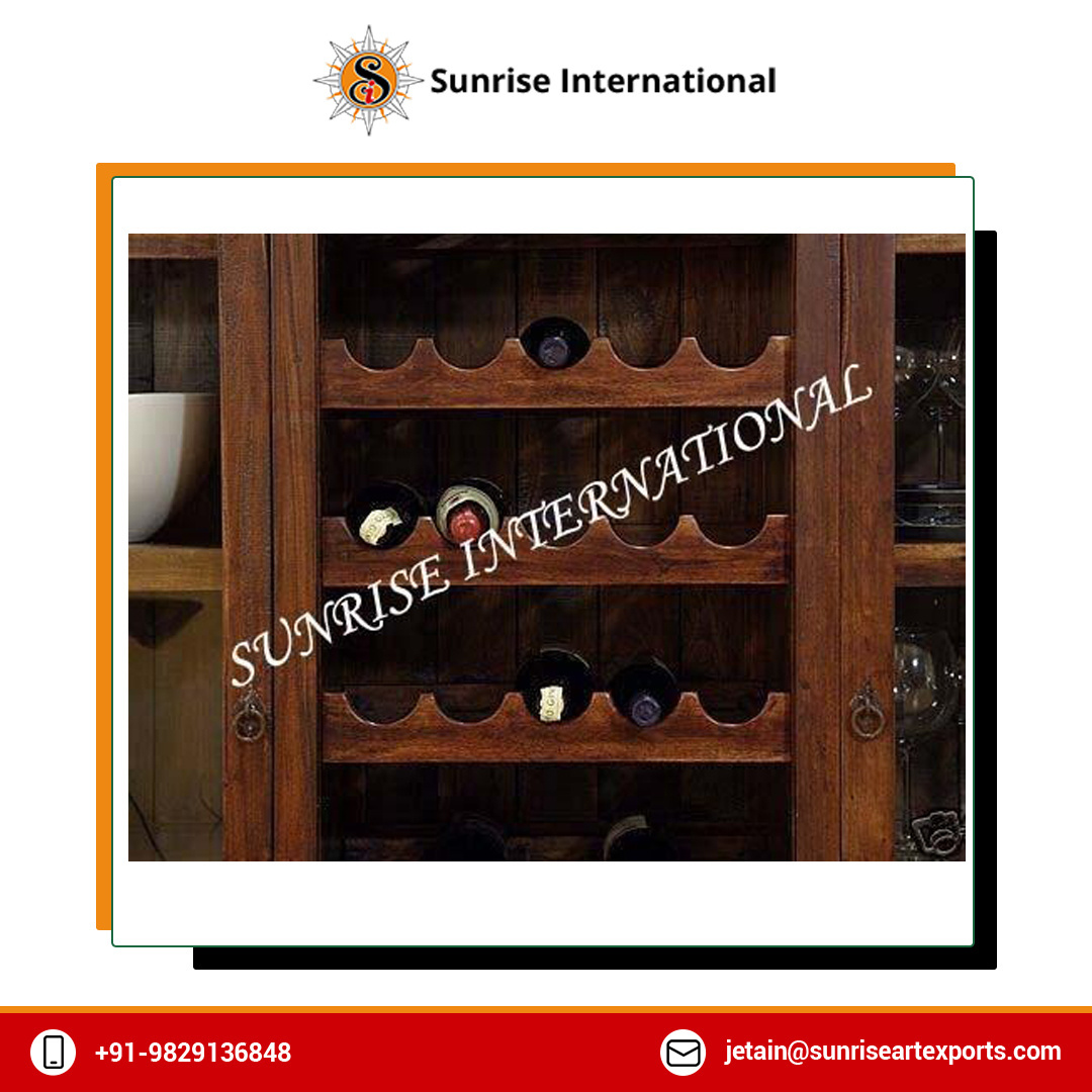 Ethnic Style Hot Selling Sheesham Wood Large Bar Cabinet - Crockery Unit Furniture for Home at Reliable Market Price