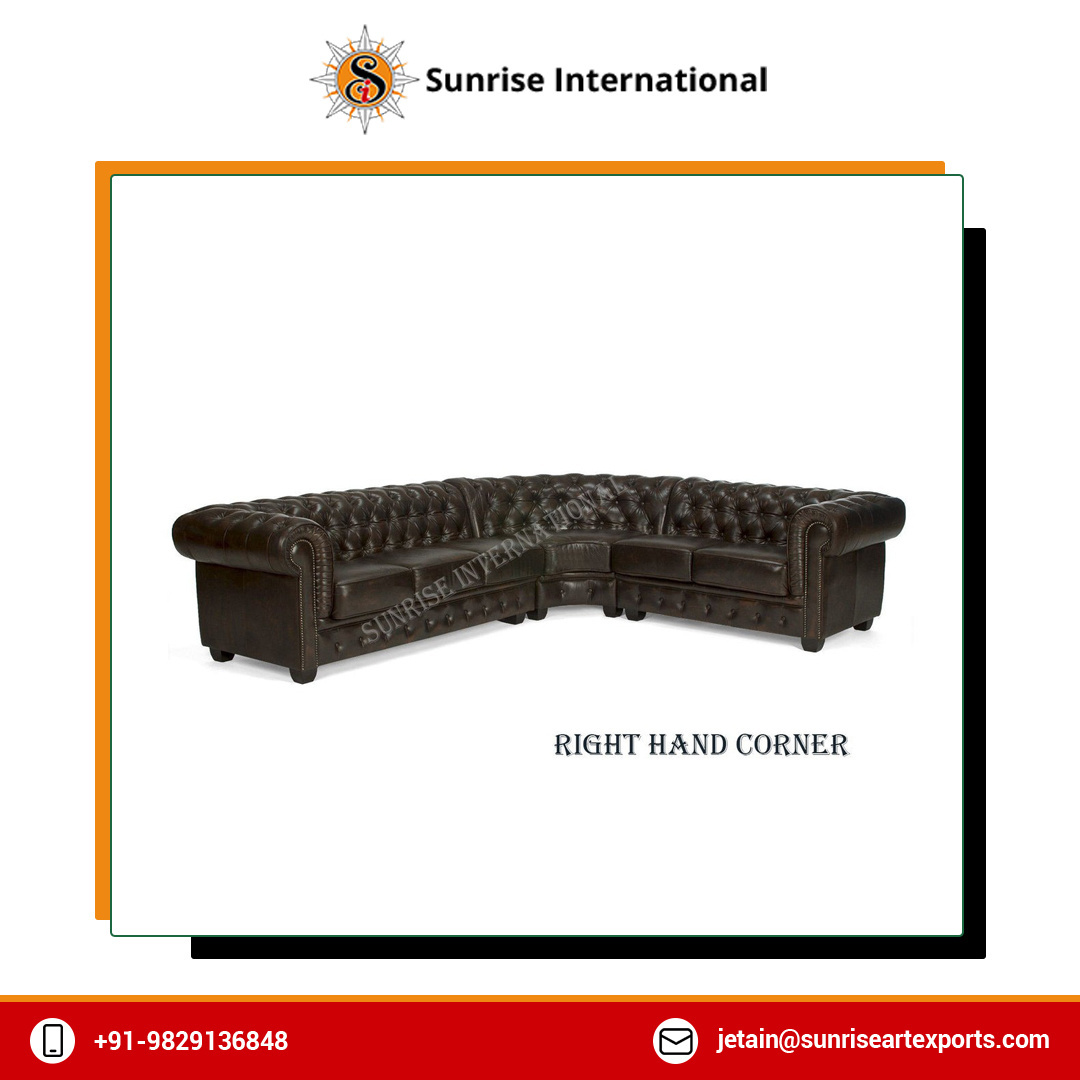 Indian Manufacturer of Bedroom Living Room Sofa Genuine Leather Contemporary Style Chesterfield Sofa Set at Best Market Price