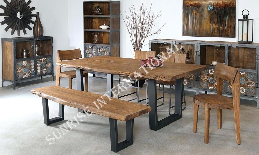 live edge acacia wood slab dining tables Live edge wood furniture supplier best quality rustic indian design french design table