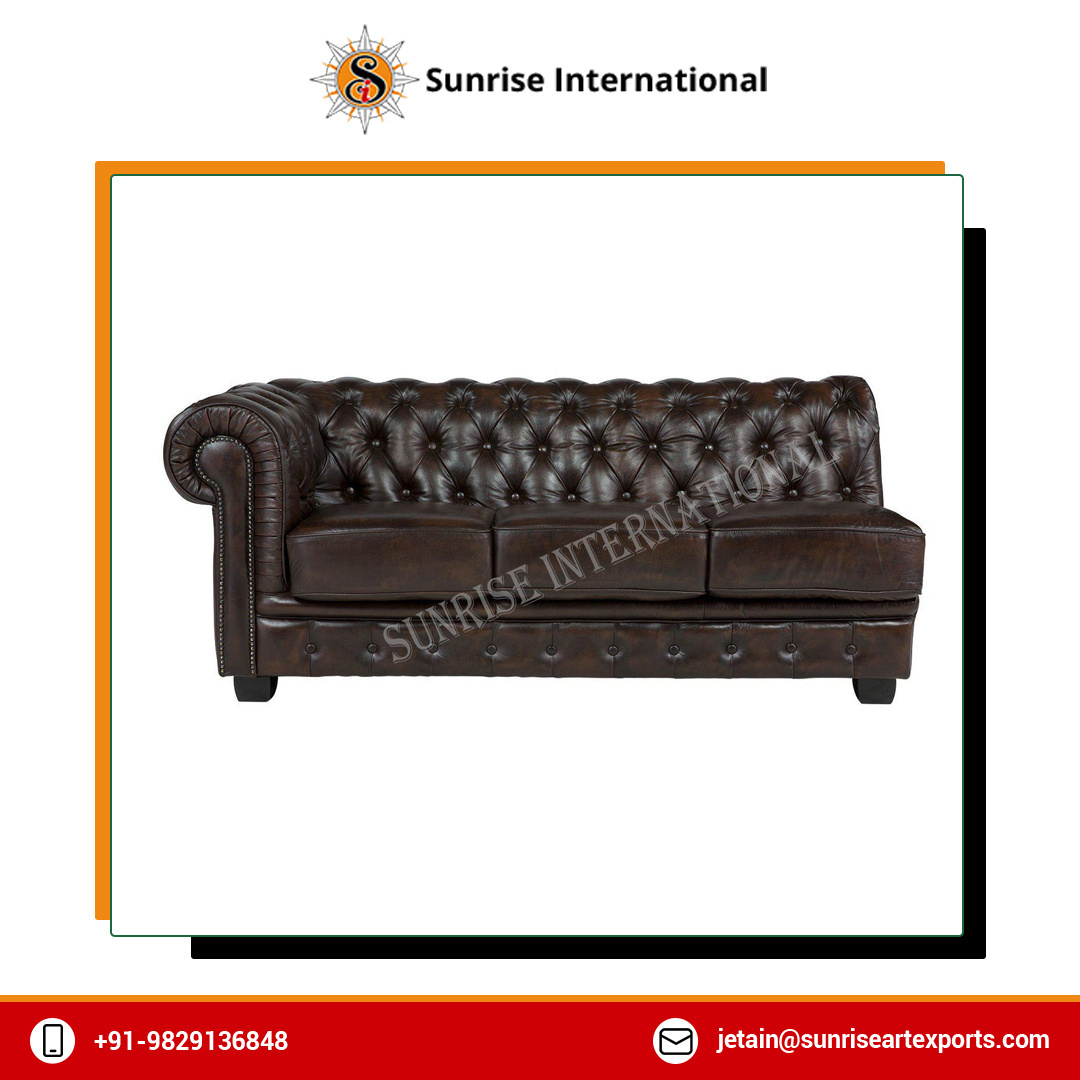 Indian Manufacturer of Bedroom Living Room Sofa Genuine Leather Contemporary Style Chesterfield Sofa Set at Best Market Price